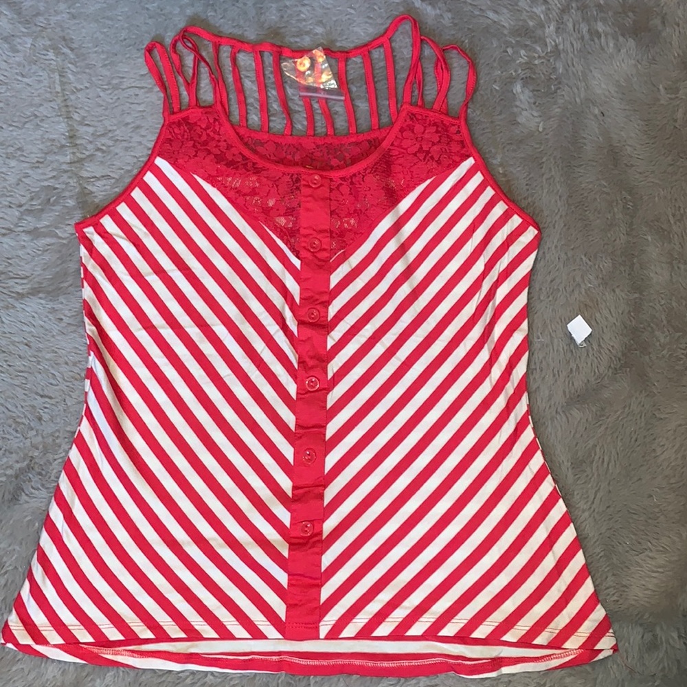 Striped pink/white tank top